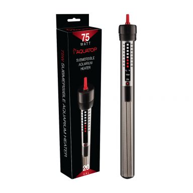 AQUATOP 75W Submersible Glass Heater - Adjustable Temperature 68-93F - Tanks up to 20 Gal, GH-75W
